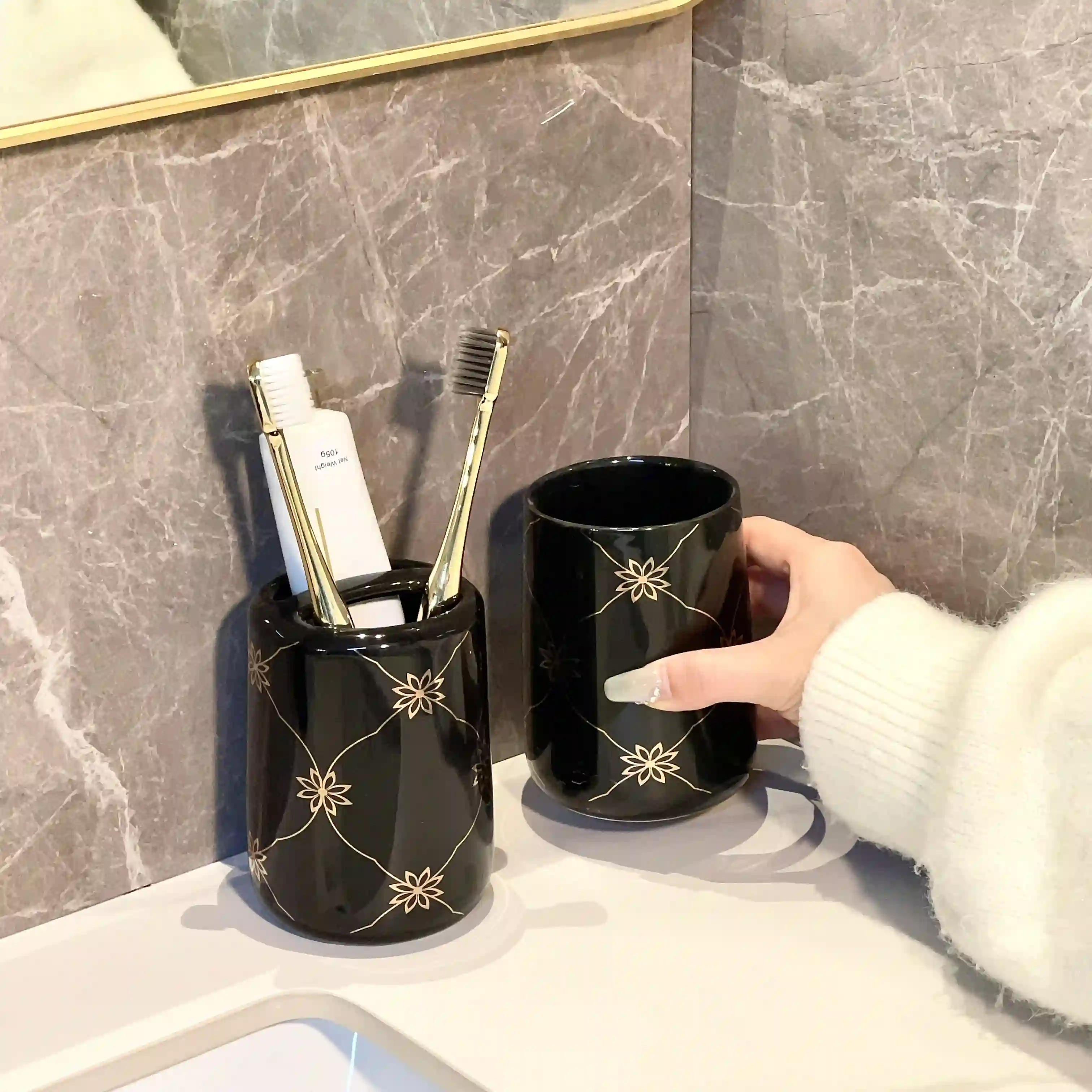 Bulk Ceramic Mouthwash Cup Supplier - yigejia (4)