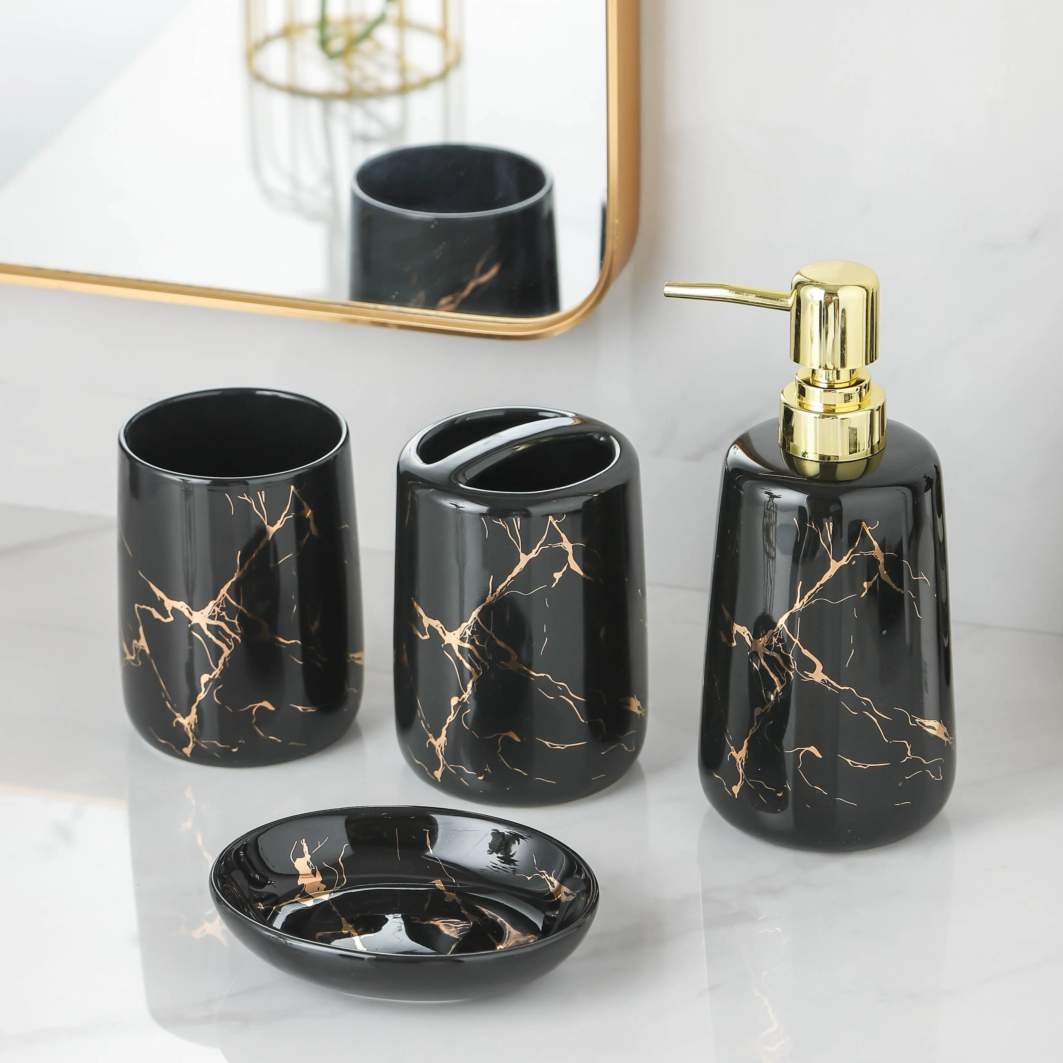 Custom Bathroom Sets Wholesale 4 Piece Ceramic Bathroom Accessories (8)