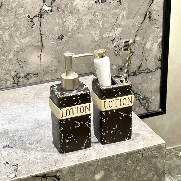 Custom Logo Bathroom Set Textured Black Glaze (10)