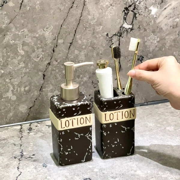 Custom Logo Bathroom Set Textured Black Glaze (6)