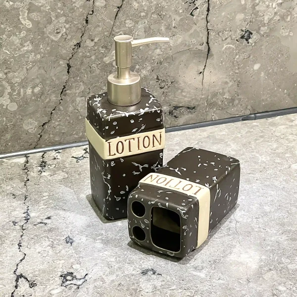 Custom Logo Bathroom Set Textured Black Glaze (9)