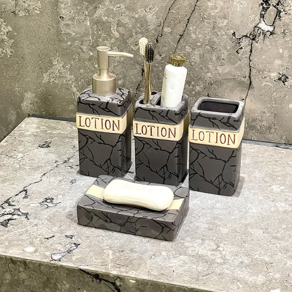 4 Piece Ceramic Bathroom Set Wholesale - Hand Printing