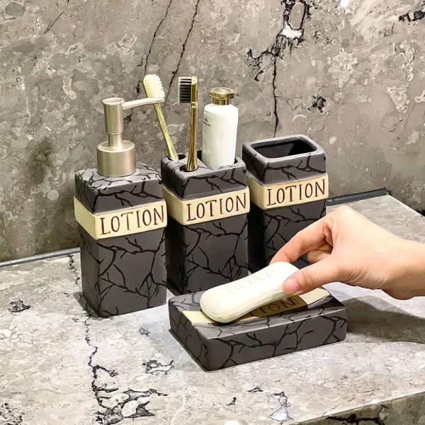 4 Piece Ceramic Bathroom Set Wholesale - Hand Printing