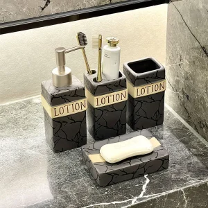 4 Piece Ceramic Bathroom Set Wholesale - Hand Printing