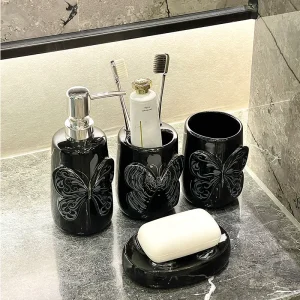 Black Butterfly Bathroom Set Wholesale