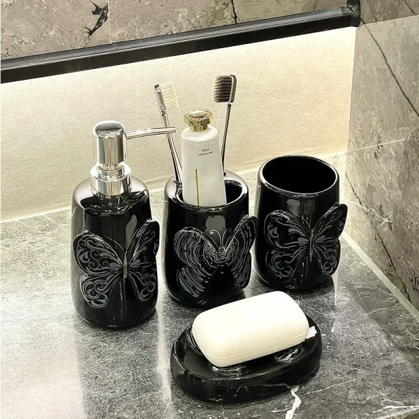 Black Butterfly Bathroom Set Wholesale