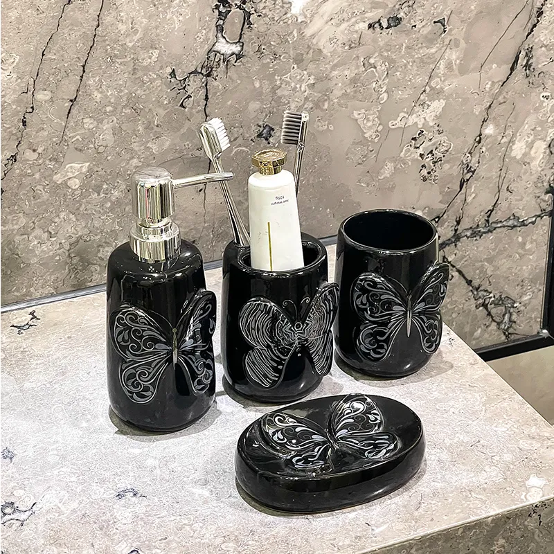 Black Butterfly Bathroom Set Wholesale