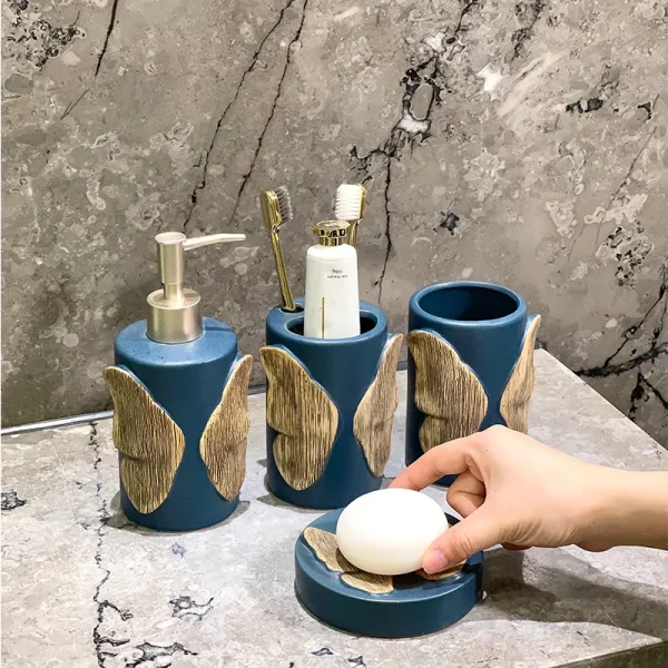 Butterfly Embossed Bathroom Set Wholesale (3)