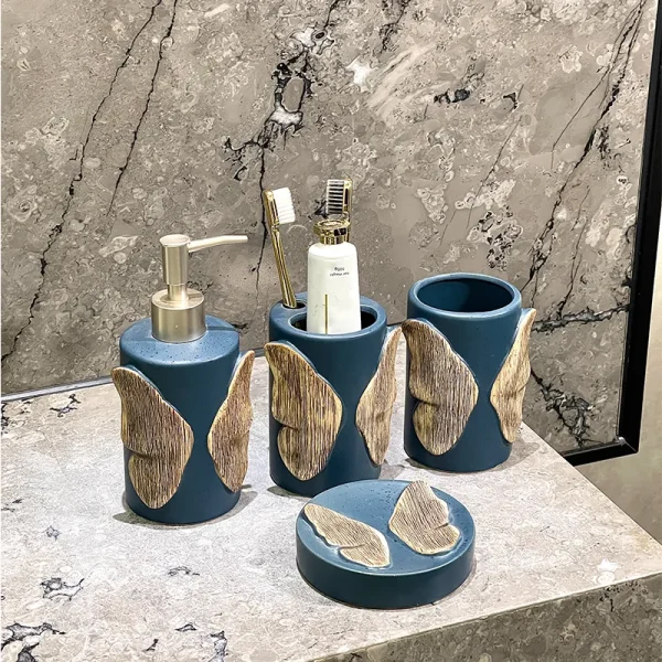 Butterfly Embossed Bathroom Set Wholesale (5)