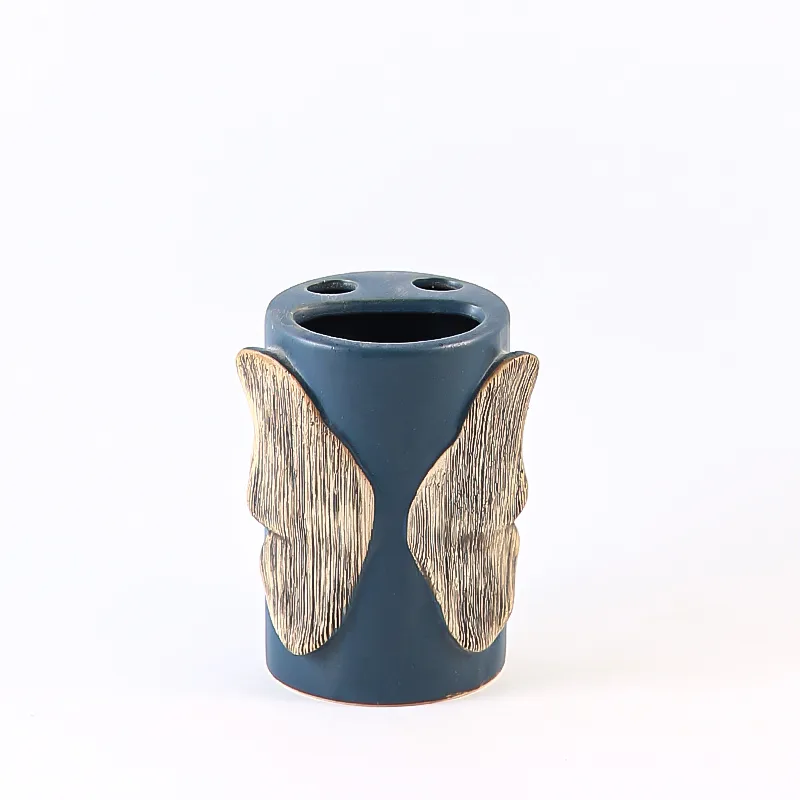 Ceramic Butterfly Embossed Bathroom Set Bulk (5)