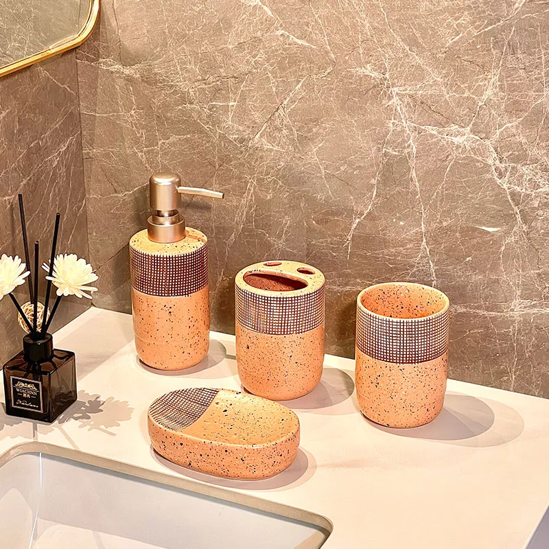 Custom 4pcs Ceramic Bathroom Set - Hand Made