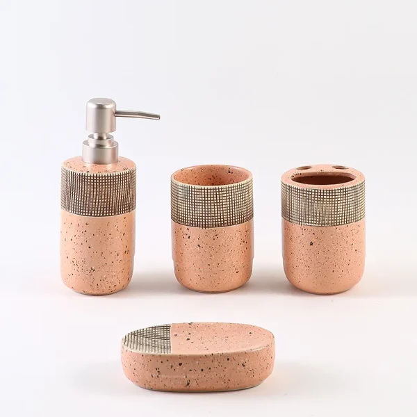 Custom 4pcs Ceramic Bathroom Set - Hand Made