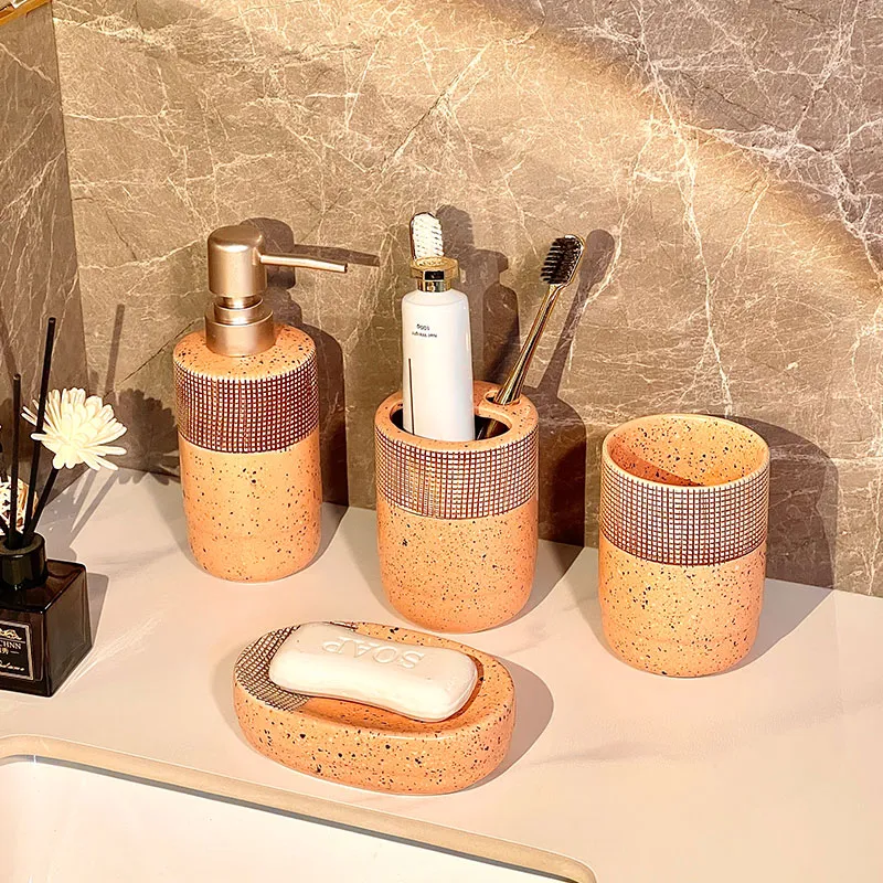Custom 4pcs Ceramic Bathroom Set - Hand Made