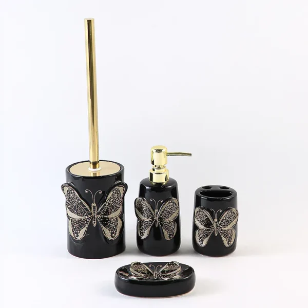 Custom Black Butterfly Bathroom Set