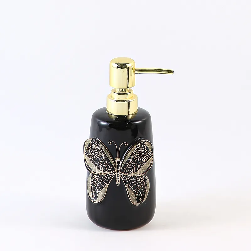 Custom Black Butterfly Bathroom Set