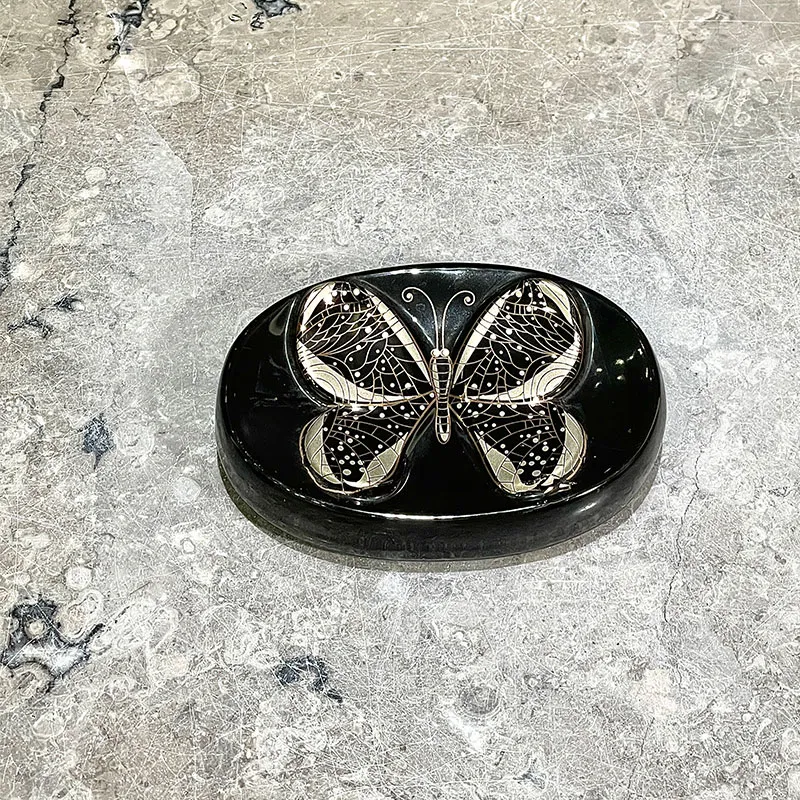 Custom Black Butterfly Bathroom Set