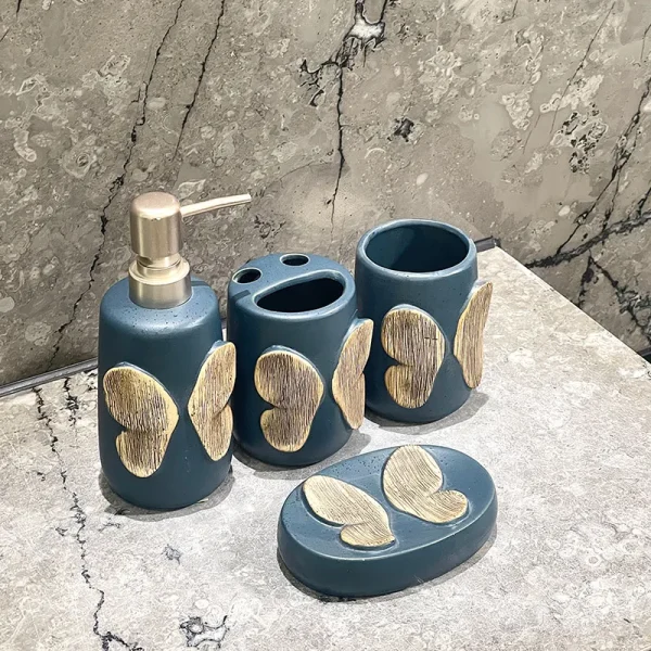 Custom Blue Butterfly Bathroom Set