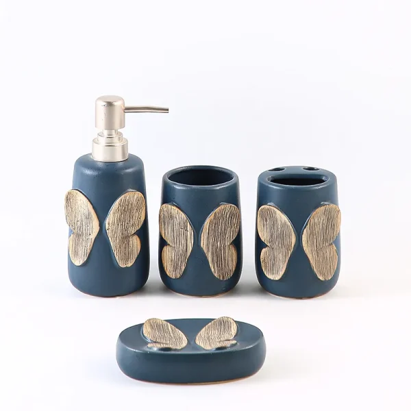 Custom Blue Butterfly Bathroom Set