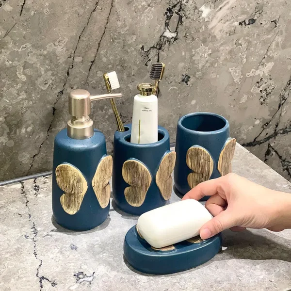 Custom Blue Butterfly Bathroom Set