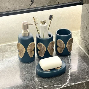 Custom Blue Butterfly Bathroom Set