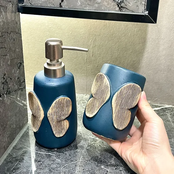 Custom Blue Butterfly Bathroom Set