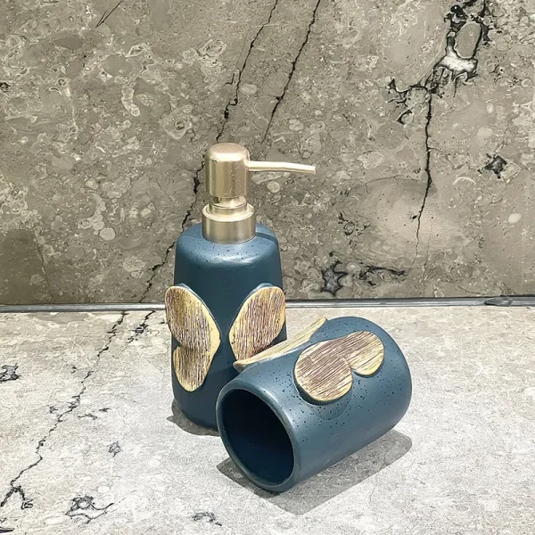 Custom Blue Butterfly Bathroom Set