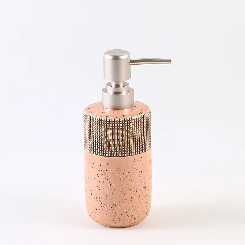 Custom ceramic lotion soap dispenser with pump for 4pcs bathroom set