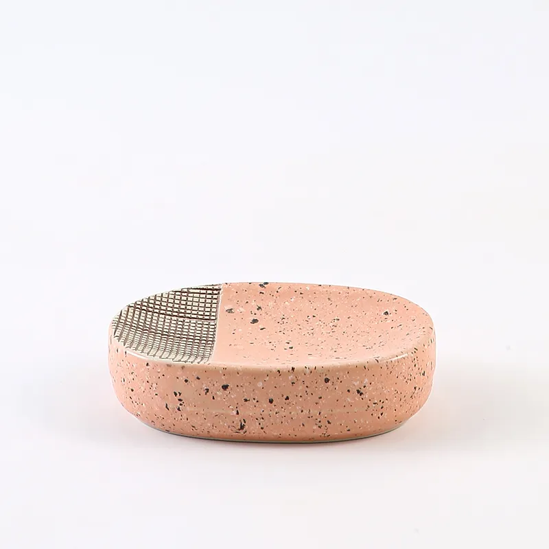Custom logo printed ceramic soap dish holder for wholesale