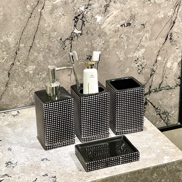 Dot-Textured Ceramic Wholesale Bathroom Set