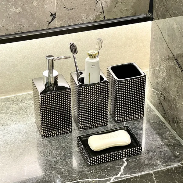Dot-Textured Ceramic Wholesale Bathroom Set