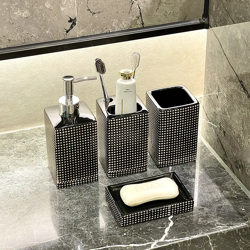 Dot-Textured Ceramic Wholesale Bathroom Set
