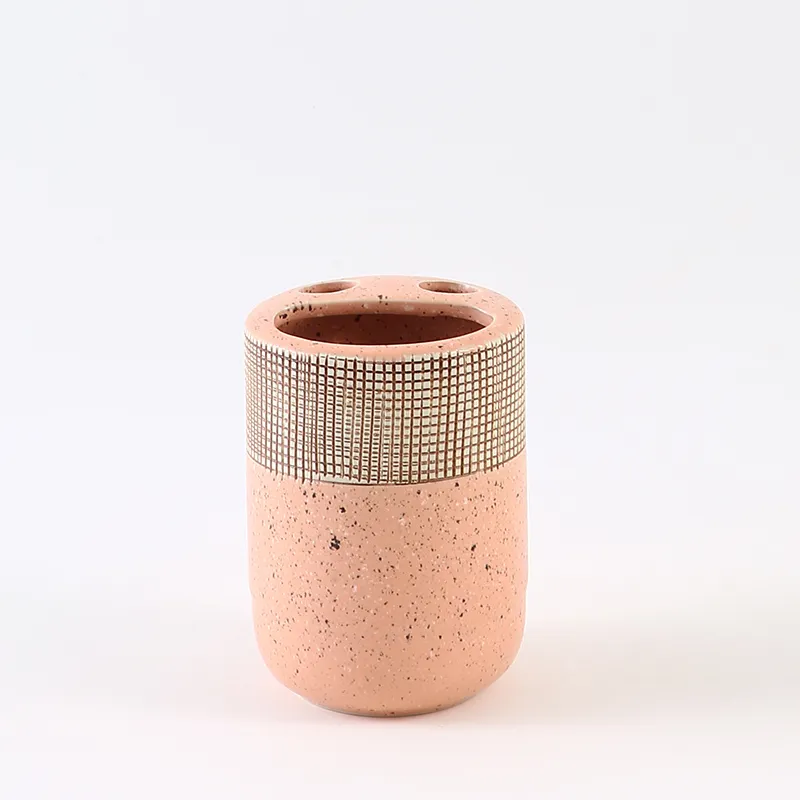 Multi-slot ceramic toothbrush holder for custom bathroom accessories set