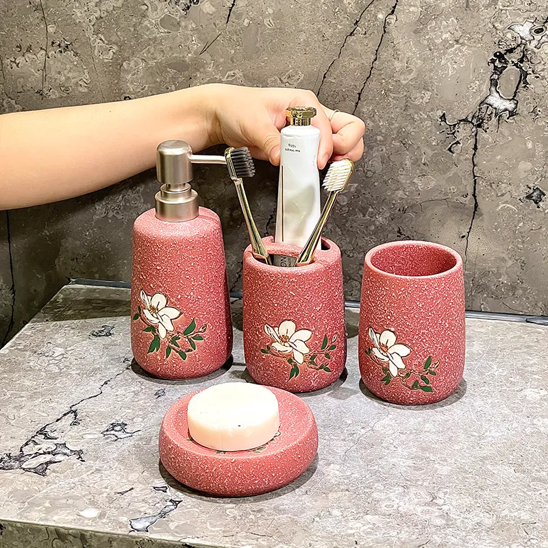 Juego de baño rosa al por mayor