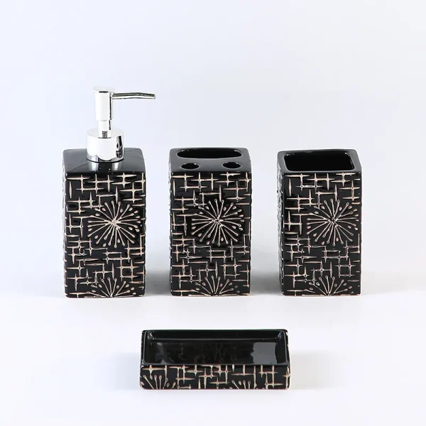 Bulk Square Black Ceramic Toothbrush Holder