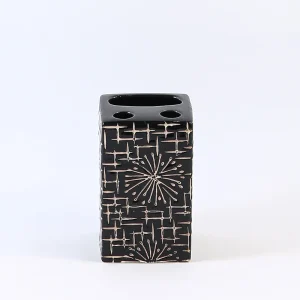 Porte-brosse à dents carré en céramique noire en vrac