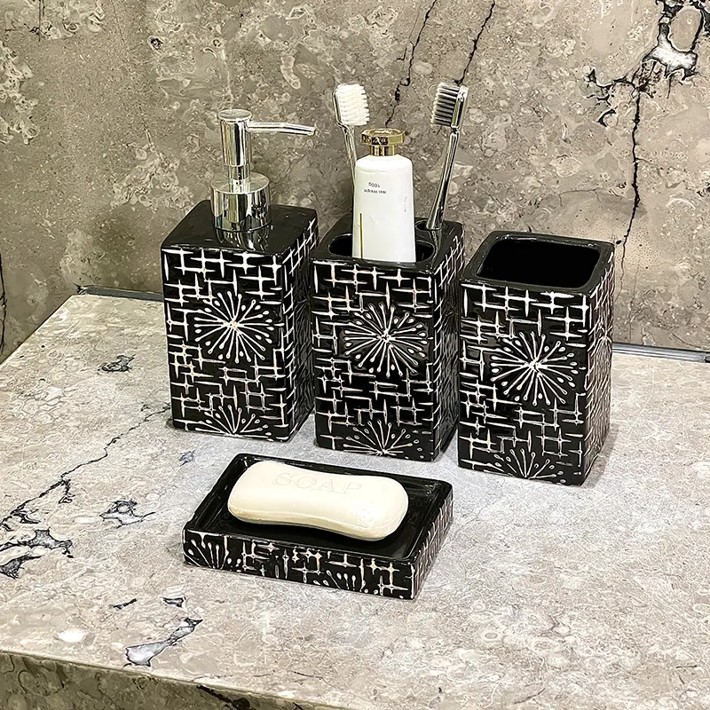Porte-brosse à dents carré en céramique noire en vrac