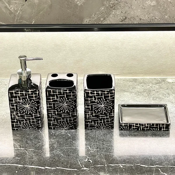 Bulk Square Black Ceramic Toothbrush Holder