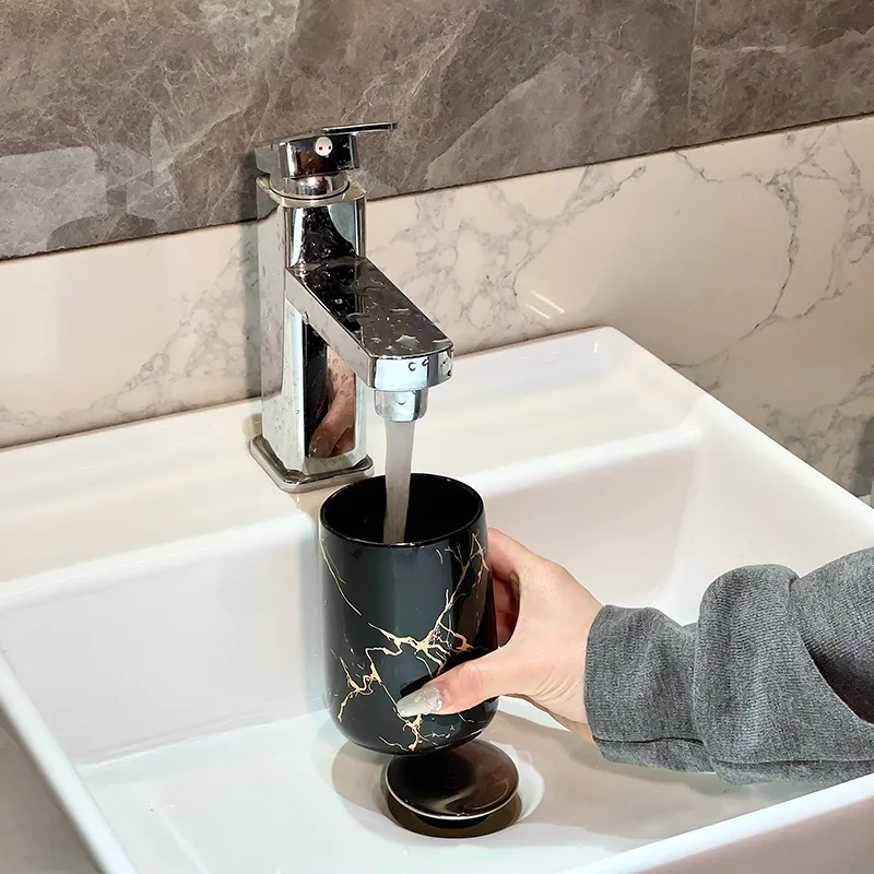 Custom Black Marble Pattern Bathroom Tumbler