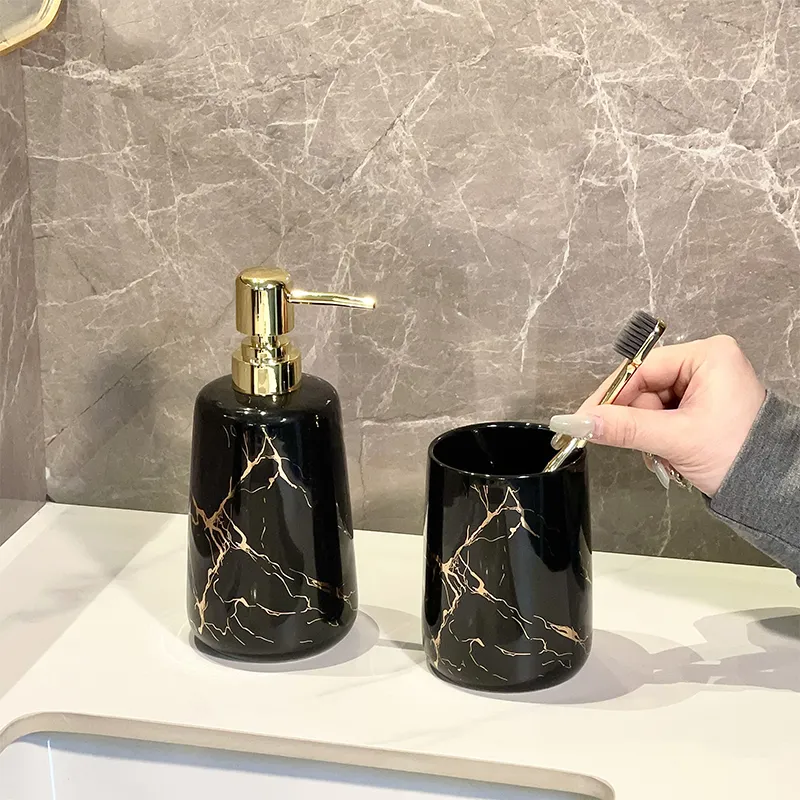Custom Black Marble Pattern Soap Dispenser