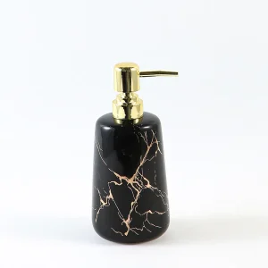 Dispensador de sabonete personalizado com padrão de mármore preto