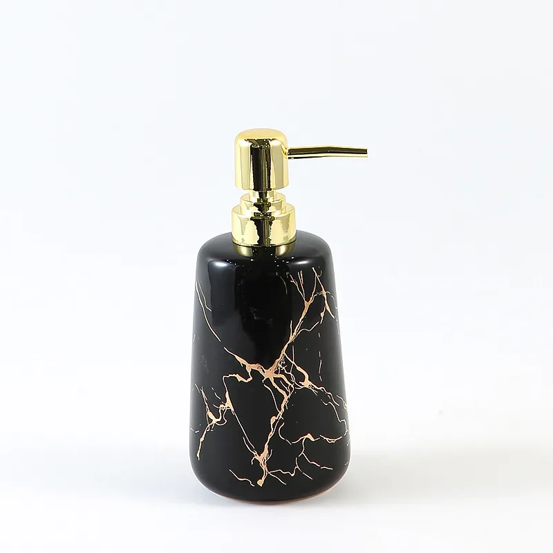 カスタムブラックマーブルパターンソープディスペンサー