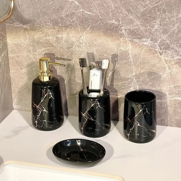 カスタムブラックマーブルパターンソープディスペンサー