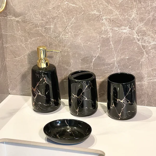 カスタムブラックマーブルパターンソープディスペンサー