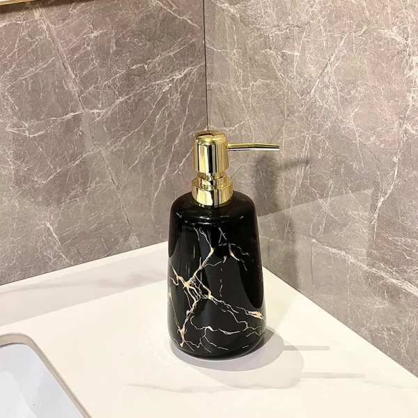 カスタムブラックマーブルパターンソープディスペンサー