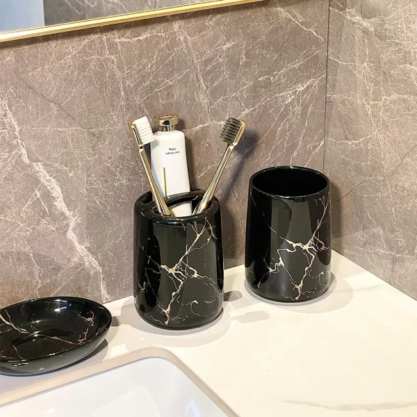 Custom Black Marble Pattern Tumbler Holder