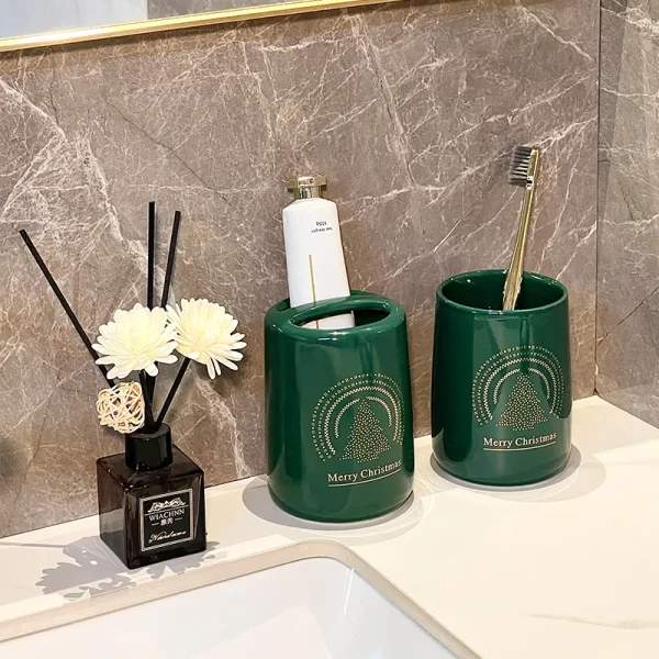 Green Ceramic Bathroom Tumbler Bulk