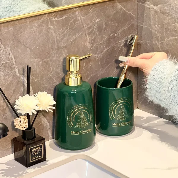 Green Ceramic Bathroom Tumbler Bulk