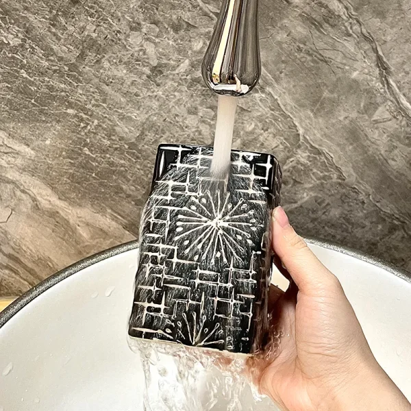 Bulk Square Black Ceramic Bathroom Tumbler