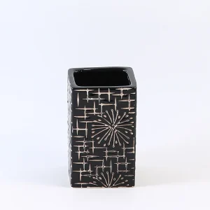 Bulk Square Black Ceramic Bathroom Tumbler