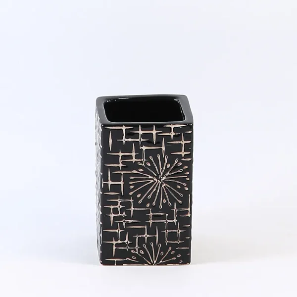 Bulk Square Black Ceramic Bathroom Tumbler
